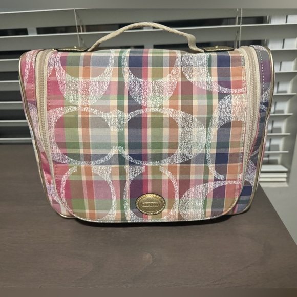 Coach Poppy Multicolor Madras F21886 Cosmetic Makeup Toiletry Travel Bag - Picture 1 of 8